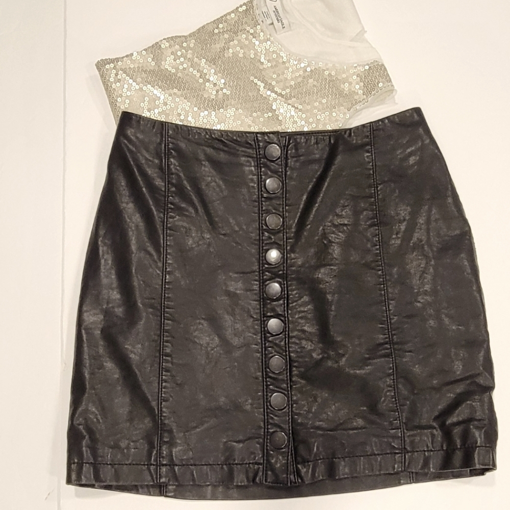 Free People Faux Leather Skirt